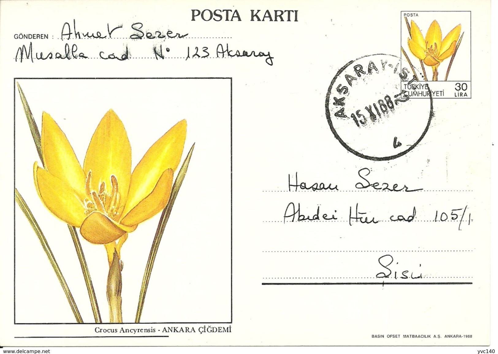 Turkey ; 1988 Postal Stationery - Interi Postali