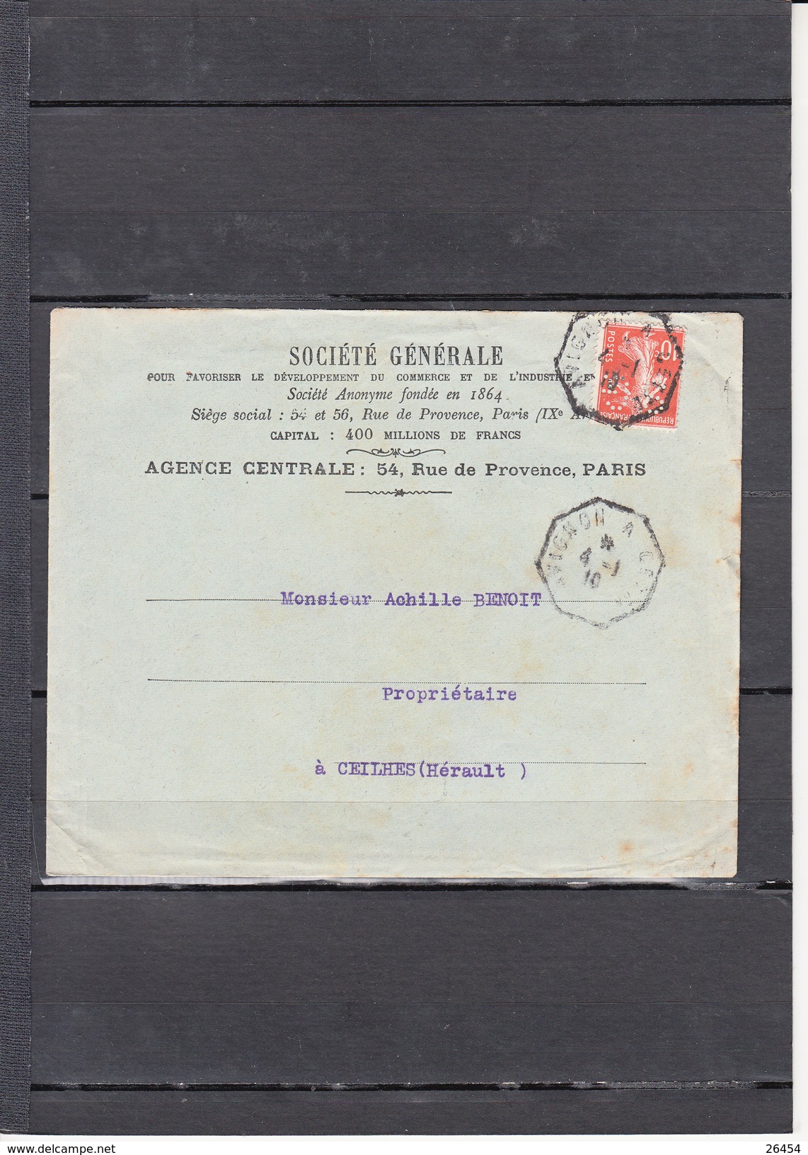 Semeuse PERFOREE S.G. 10c Rouge Sur Envel + Lettre 4 1 1910  Avec  " Ambulant AVIGNON A CETTE "  Pour CEILHES Herault - Autres & Non Classés