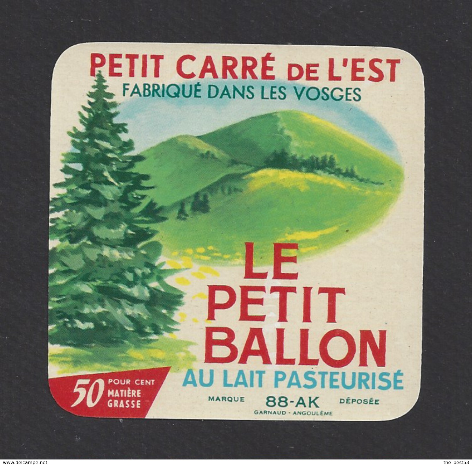 Etiquette De Fromage Petit Carré De L'est  -  Le Petit Ballon  -  Union Lait. Vittelloise  à  Bulgnéville  (88 AK ) - Fromage