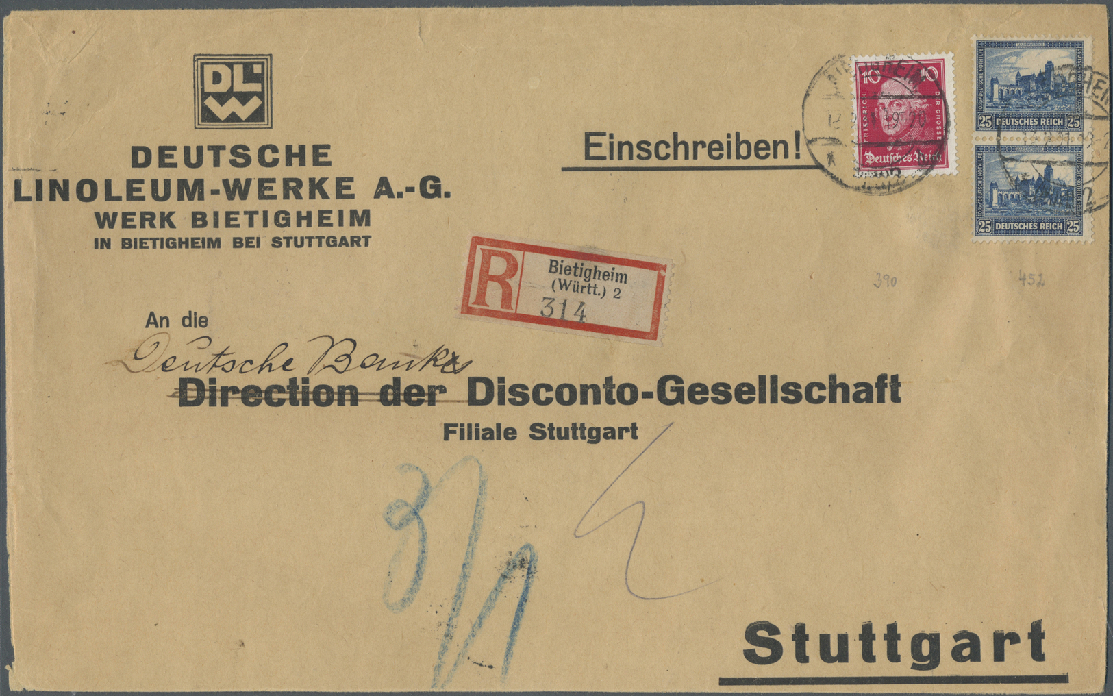 Br Deutschland: 1910 ab, urige Mischung mit ca. 200 meist grossformatigen Belegen in einer Holzkiste. D