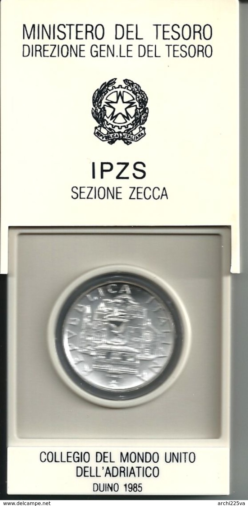 1985 ITALIA - Collegio Duino - 500 Lire FDC - Argento / Silver / Argent - Confezione Originale - Jahressets & Polierte Platten