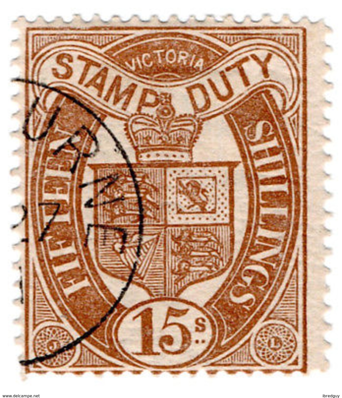 (I.B) Australia - Victoria Revenue : Stamp Duty 15/- (CTO Postal) - Other & Unclassified