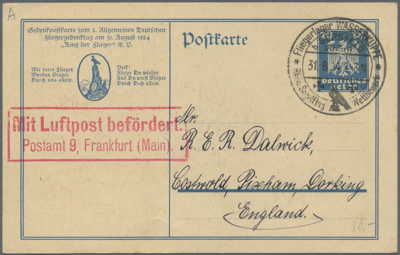 GA Deutsches Reich - Ganzsachen: 1923 - 1938, Posten von ca. 84 Privatganzsachen zum Thema LUFTPOST, en