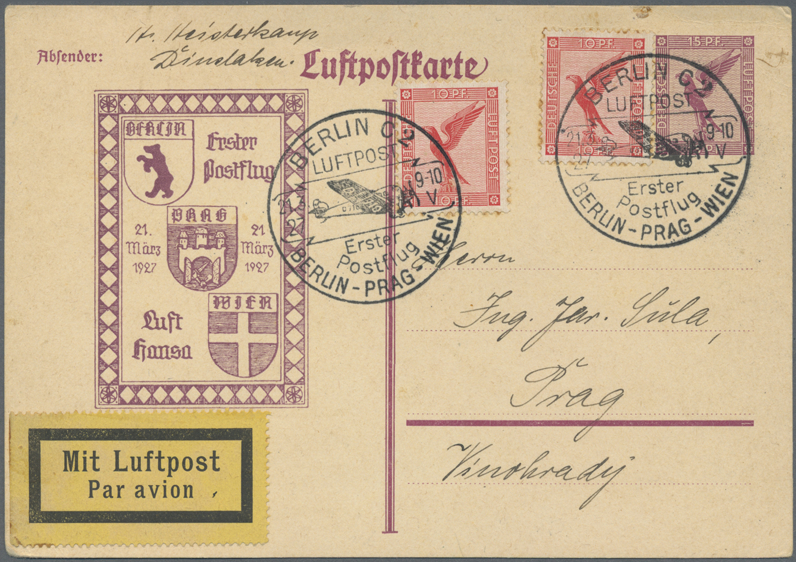 GA Deutsches Reich - Ganzsachen: 1923 - 1938, Posten von ca. 84 Privatganzsachen zum Thema LUFTPOST, en