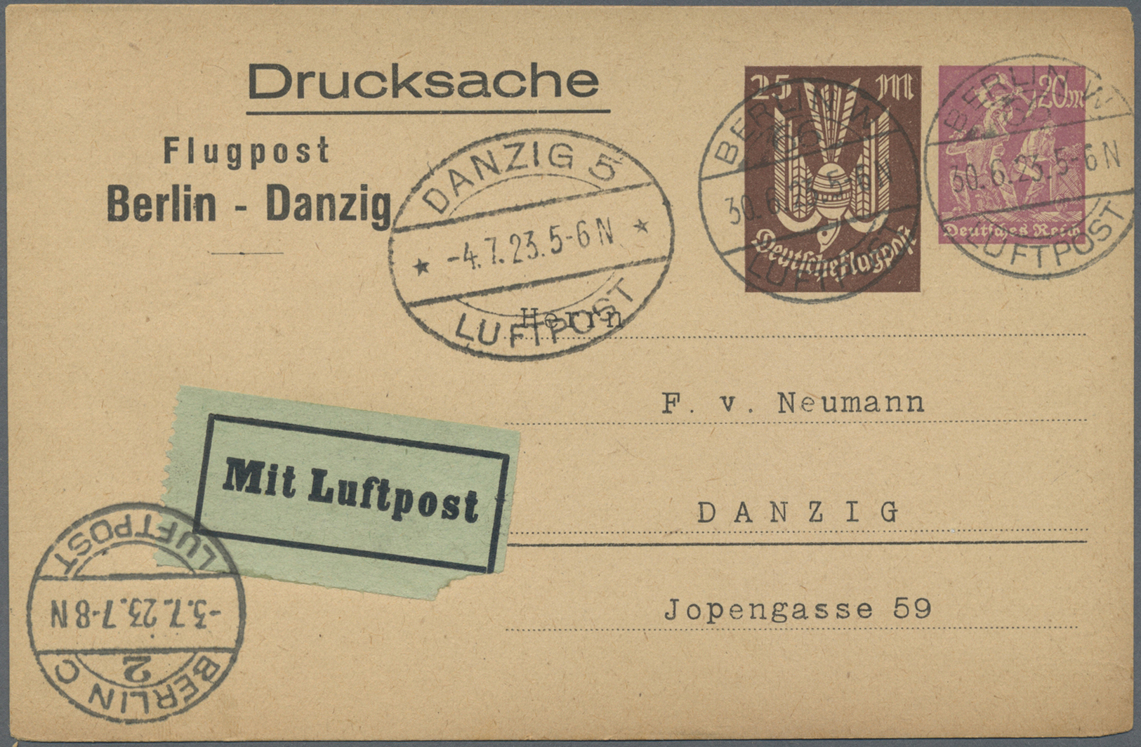 GA Deutsches Reich - Ganzsachen: 1923 - 1938, Posten von ca. 84 Privatganzsachen zum Thema LUFTPOST, en