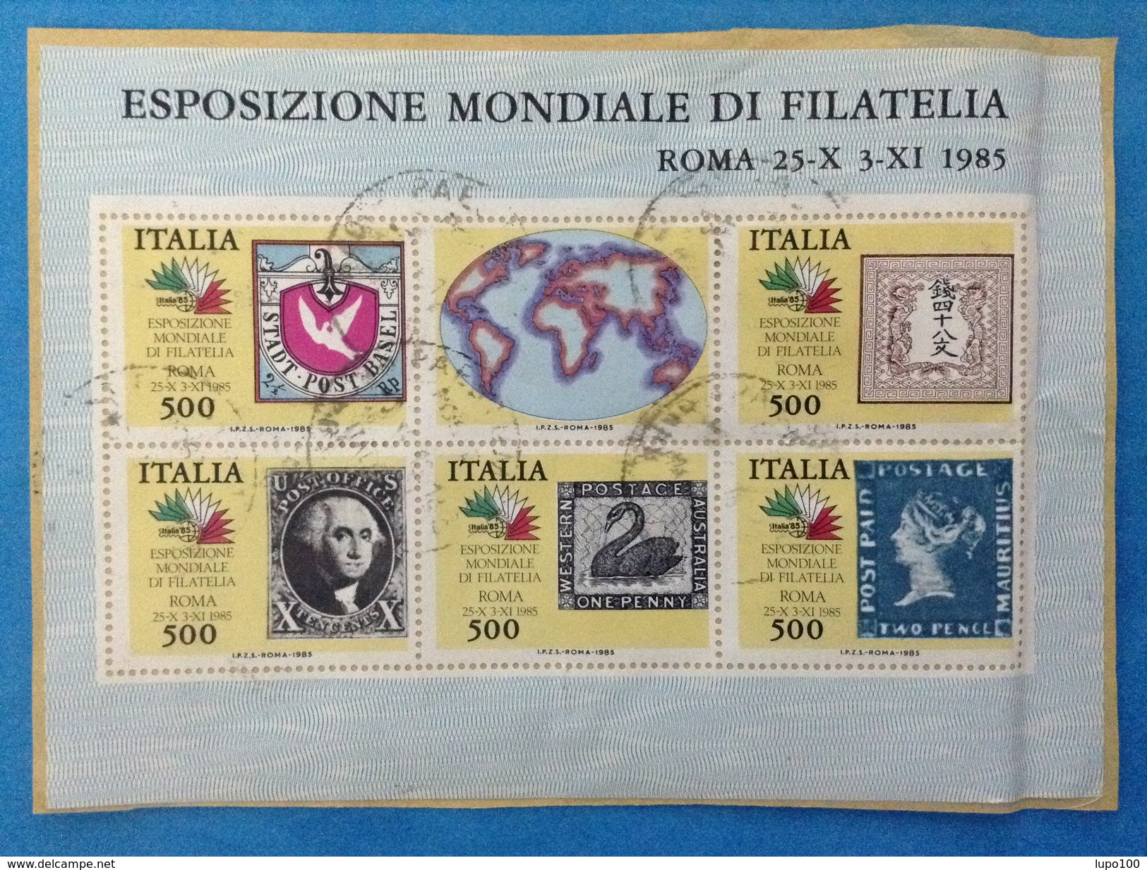 1985 ITALIA FOGLIETTO USATO SOUVENIR SHEET USED - ESPOSIZIONE MONDIALE DI FILATELIA 85 - Blocks & Sheetlets