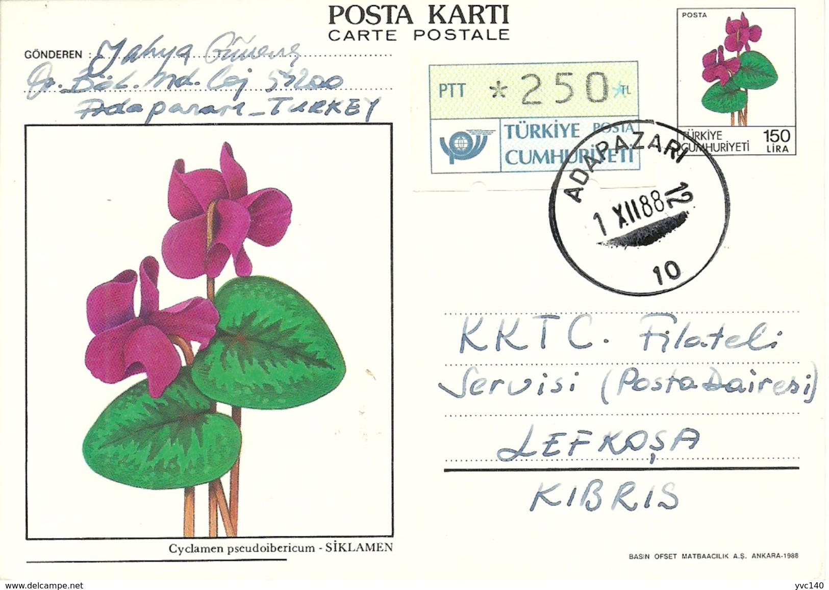 Turkey ; 1988 Postal Stationery - Ganzsachen
