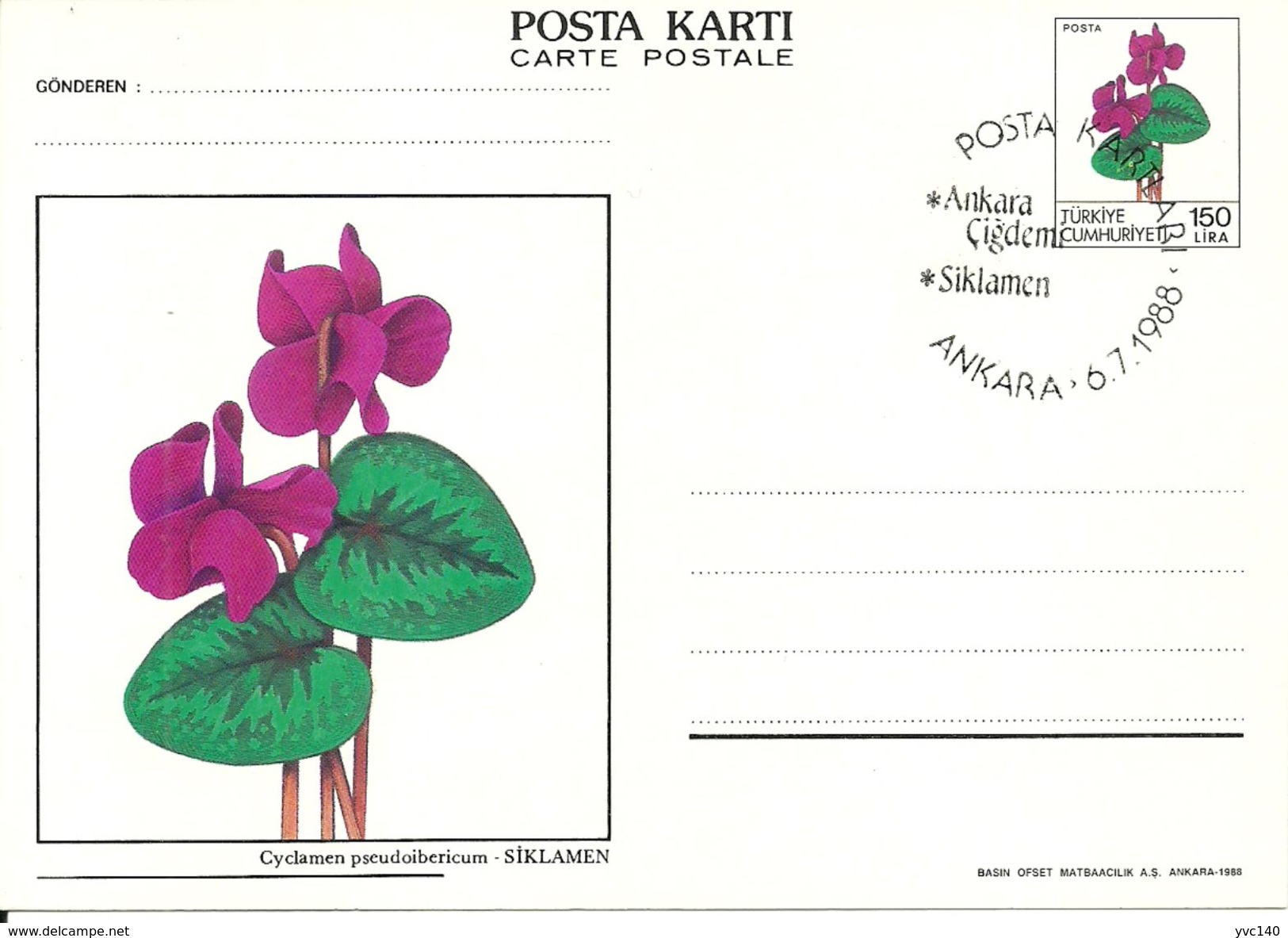 Turkey ; 1988 Postal Stationery - Postwaardestukken