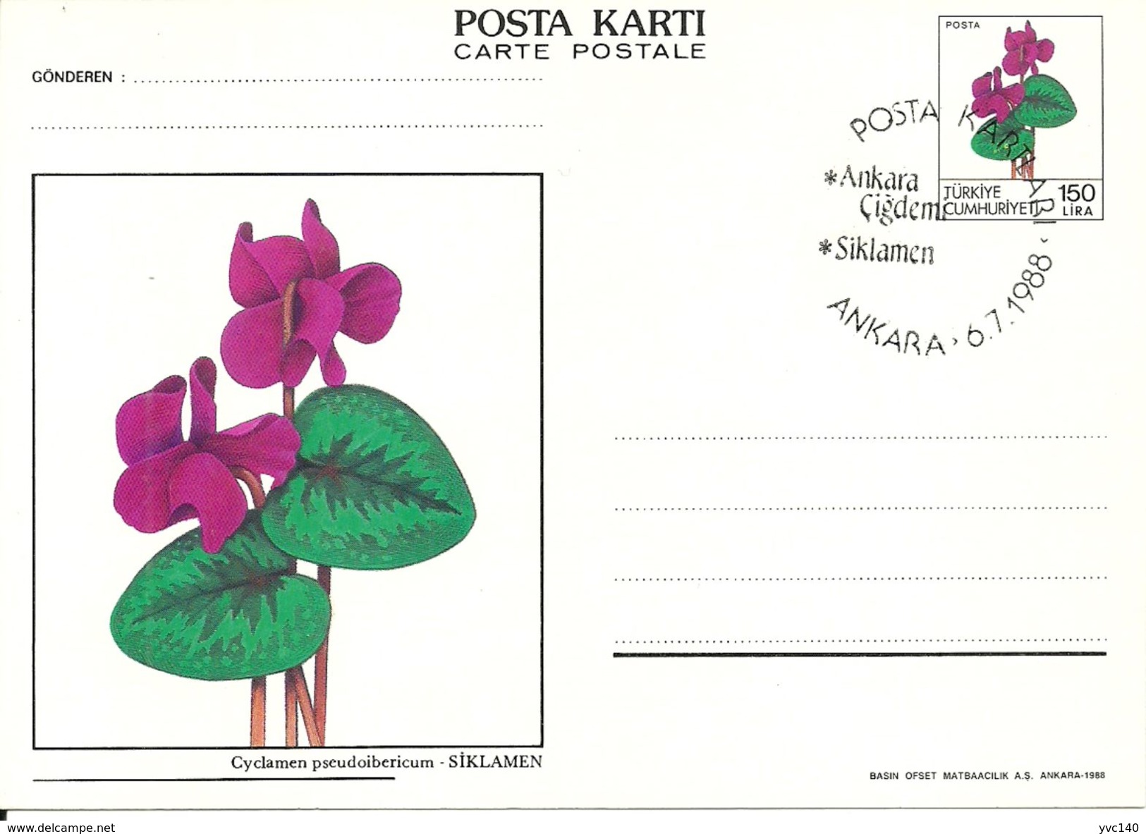 Turkey ; 1988 Postal Stationery - Entiers Postaux