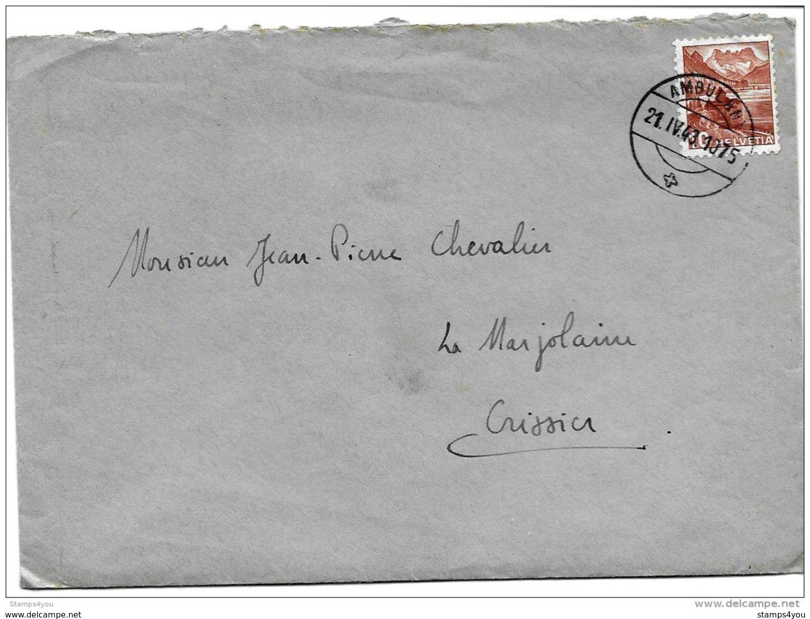 I - 87 - Enveloppe Avec Cachet à Date "Ambulant" 1943 - Storia Postale