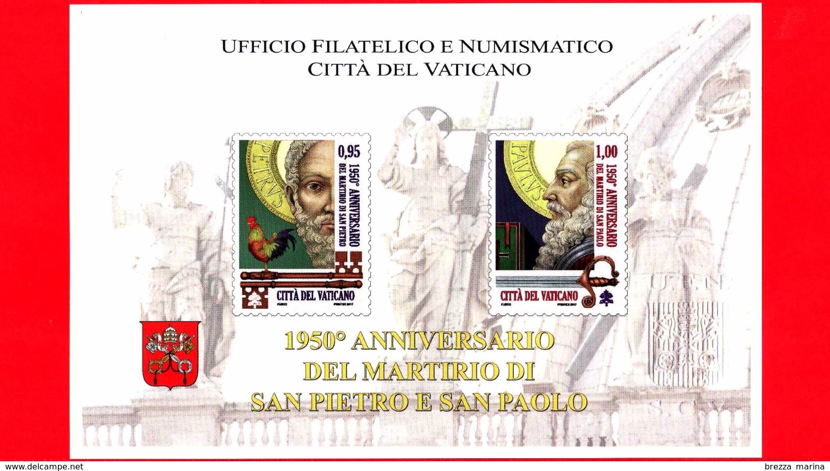 Nuovo - VATICANO - 2017 - Busta Filatelico-Numismatica - 1950° Anniversario Del Martirio Di San Pietro E San Paolo - Vaticano