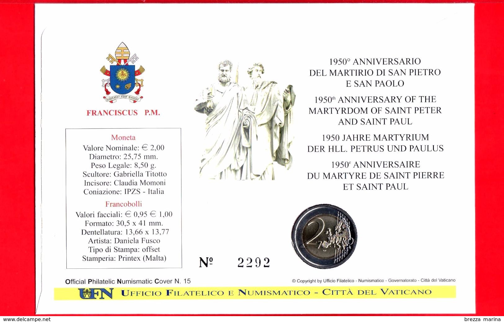 Nuovo - VATICANO - 2017 - Busta Filatelico-Numismatica - 1950° Anniversario Del Martirio Di San Pietro E San Paolo - Vaticano