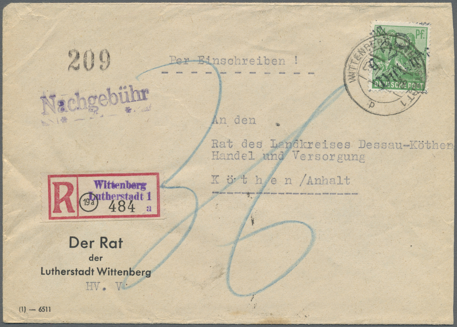 Br Sowj. Zone - Bezirkshandstempel: 1948, Schöner Posten von 10 ehemaligen Einzellos-Belegen mit Bezirk