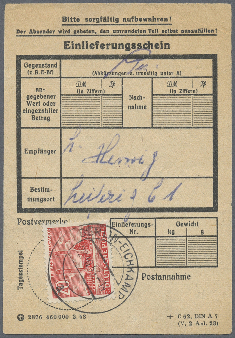 Br/GA Berlin: 1948/70 (ca.), Posten Von Ca. 38 Aussergewöhnlichen (meist Ehemalige Einzellos)-Belegen, Nah - Andere & Zonder Classificatie