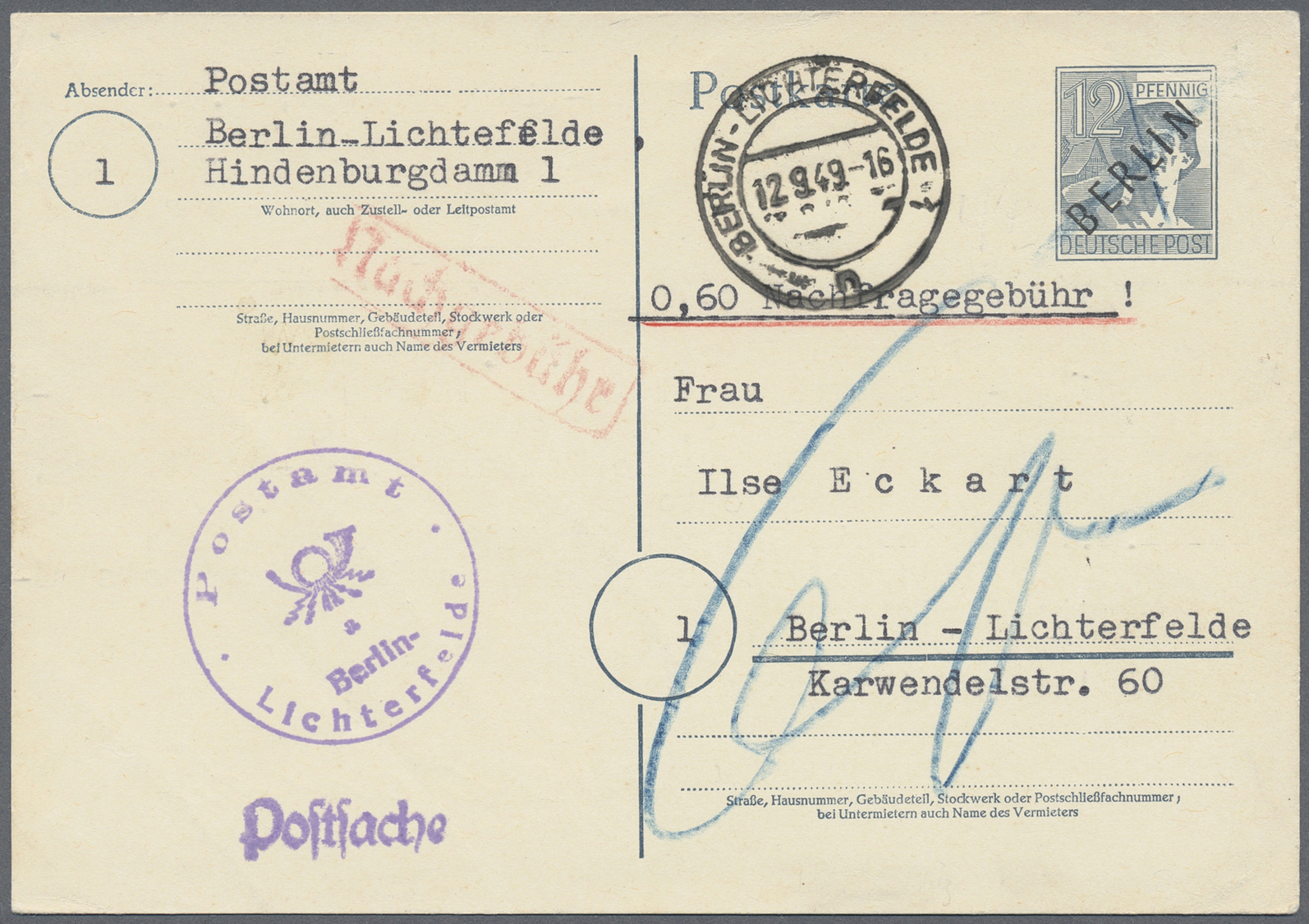 Br/GA Berlin: 1948/70 (ca.), Posten von ca. 38 aussergewöhnlichen (meist ehemalige Einzellos)-Belegen, nah