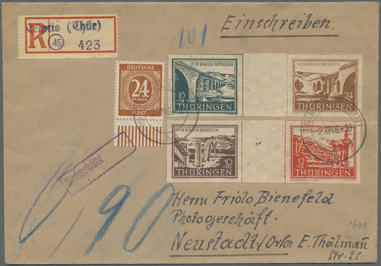 Br/GA Sowjetische Zone und DDR: 1945/60(ca.), Schöner Posten von ca. 40 Belegen meist SBZ und frühe DDR mi