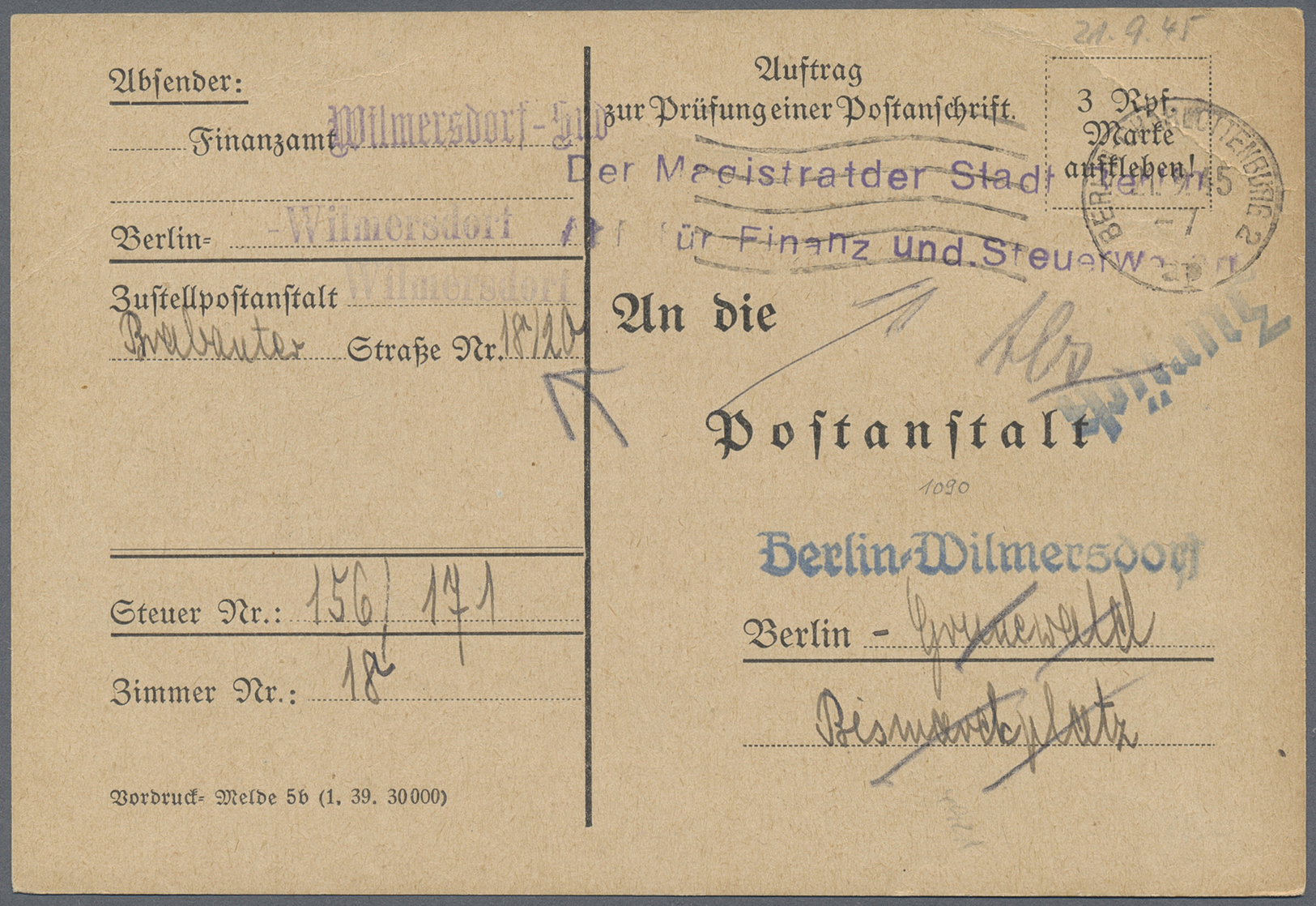 Br/GA Berlin - Vorläufer: 1945/53 (ca.), Schöner Posten Von Ca. 40 Nachkriegs-Belegen BERLIN, Meist Ehemal - Lettres & Documents