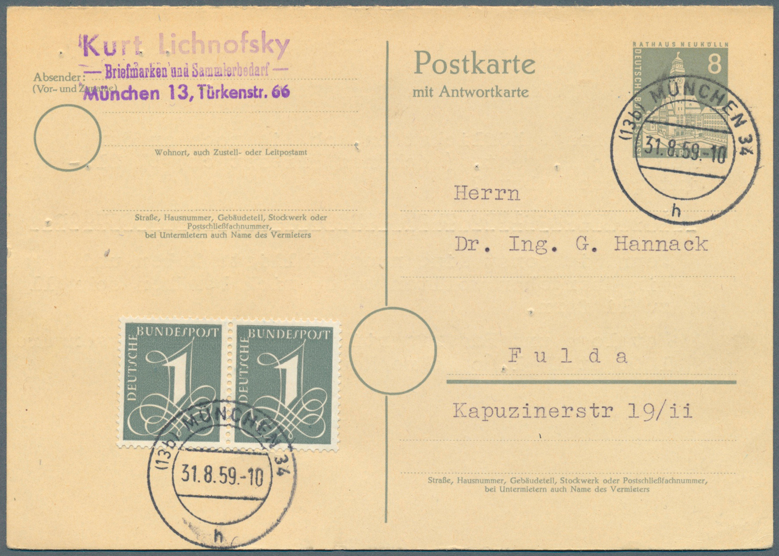 GA Berlin - Ganzsachen: 1948/1959. Sammlung Von 33 Postkarten Und Luftpostfaltbriefen, Gebraucht Oder U - Andere & Zonder Classificatie