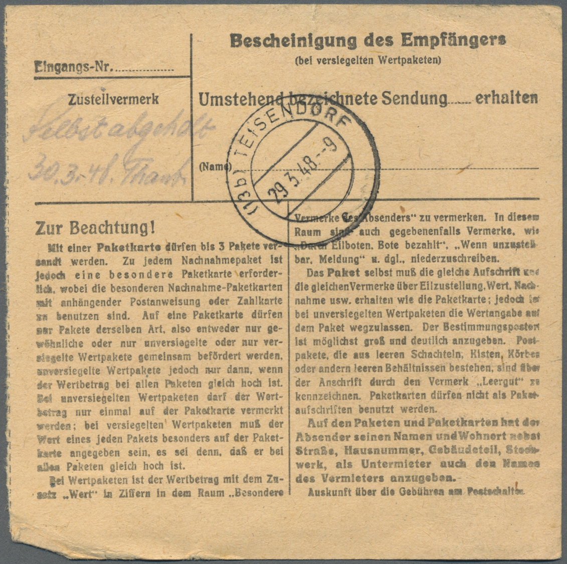 Br Bizone: 1948/52, Paketkartenposten Bauten I Mit über 1000 Paketkarten, Dabei Viele Seltene EF, MeF, - Andere & Zonder Classificatie