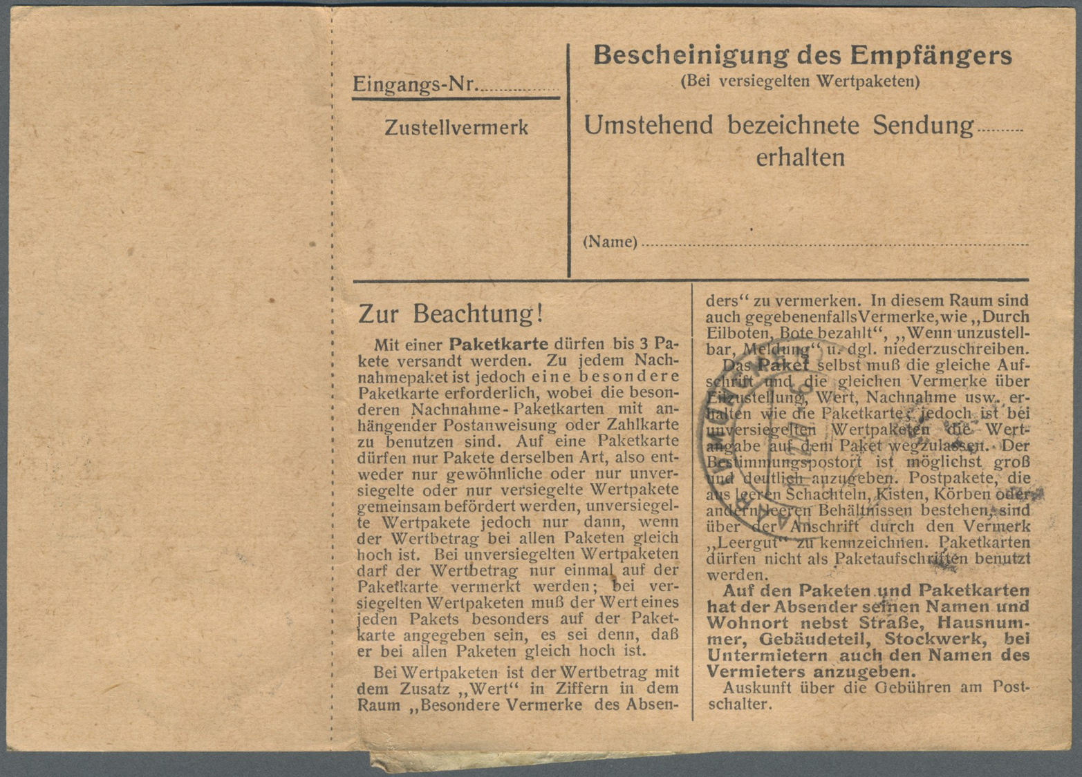 Br Bizone: 1948/52, Paketkartenposten Bauten I mit über 1000 Paketkarten, dabei viele seltene EF, MeF,