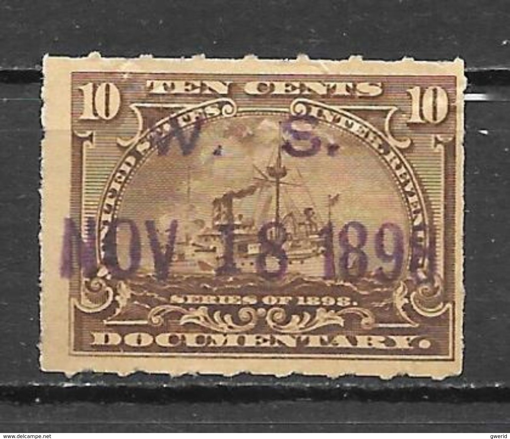 Etats Unis -  Fiscal  Documentary - 1898 - 10 CENTS - Steuermarken