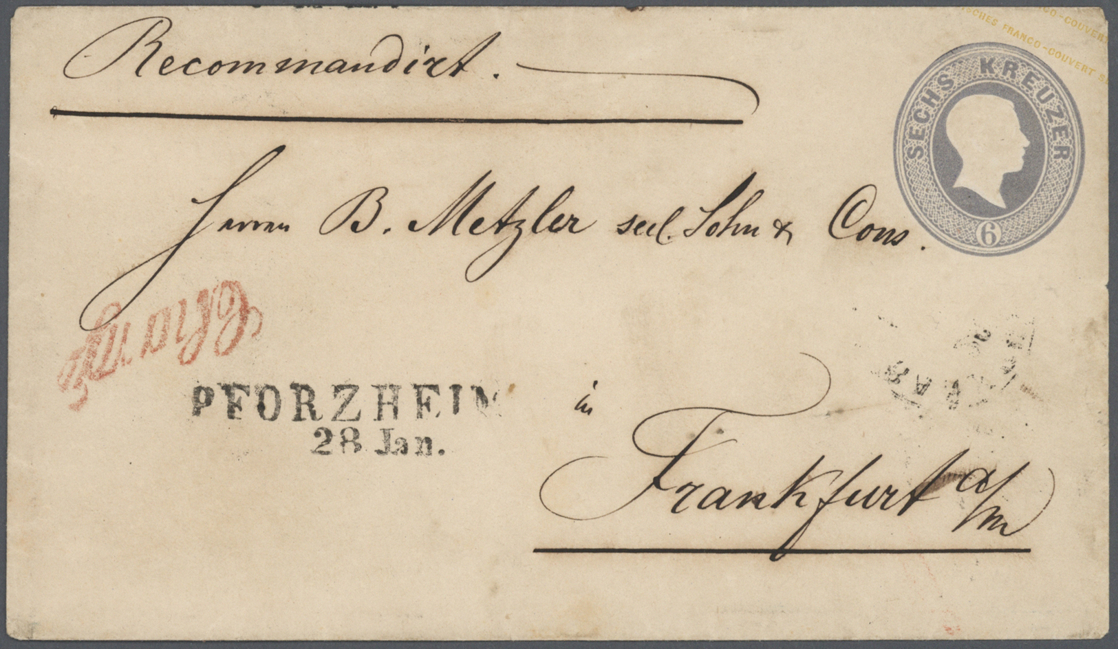 Br/GA Altdeutschland: 1818/1900, Sammlung von ca. 35 unfrankierten und frankierten R-Briefen ab Vorphila,