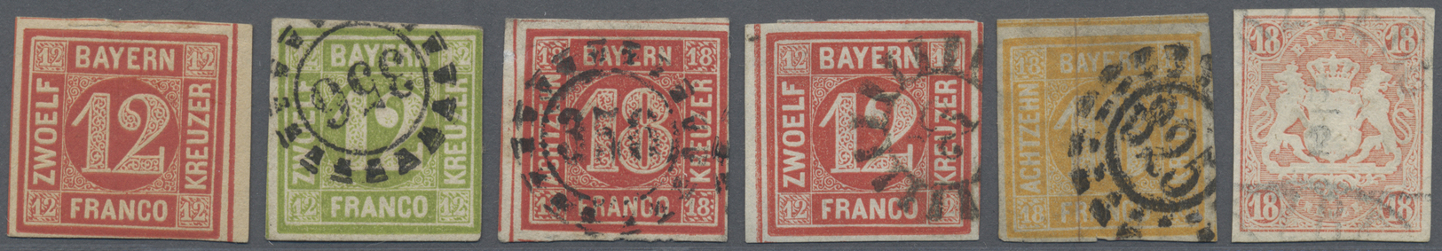 O/Brfst/* Bayern - Marken Und Briefe: 1850/1870 (ca.), Meist Gestempeltes Lot Von Ca. 35 Marken Der Kreuzer-Ze - Andere & Zonder Classificatie