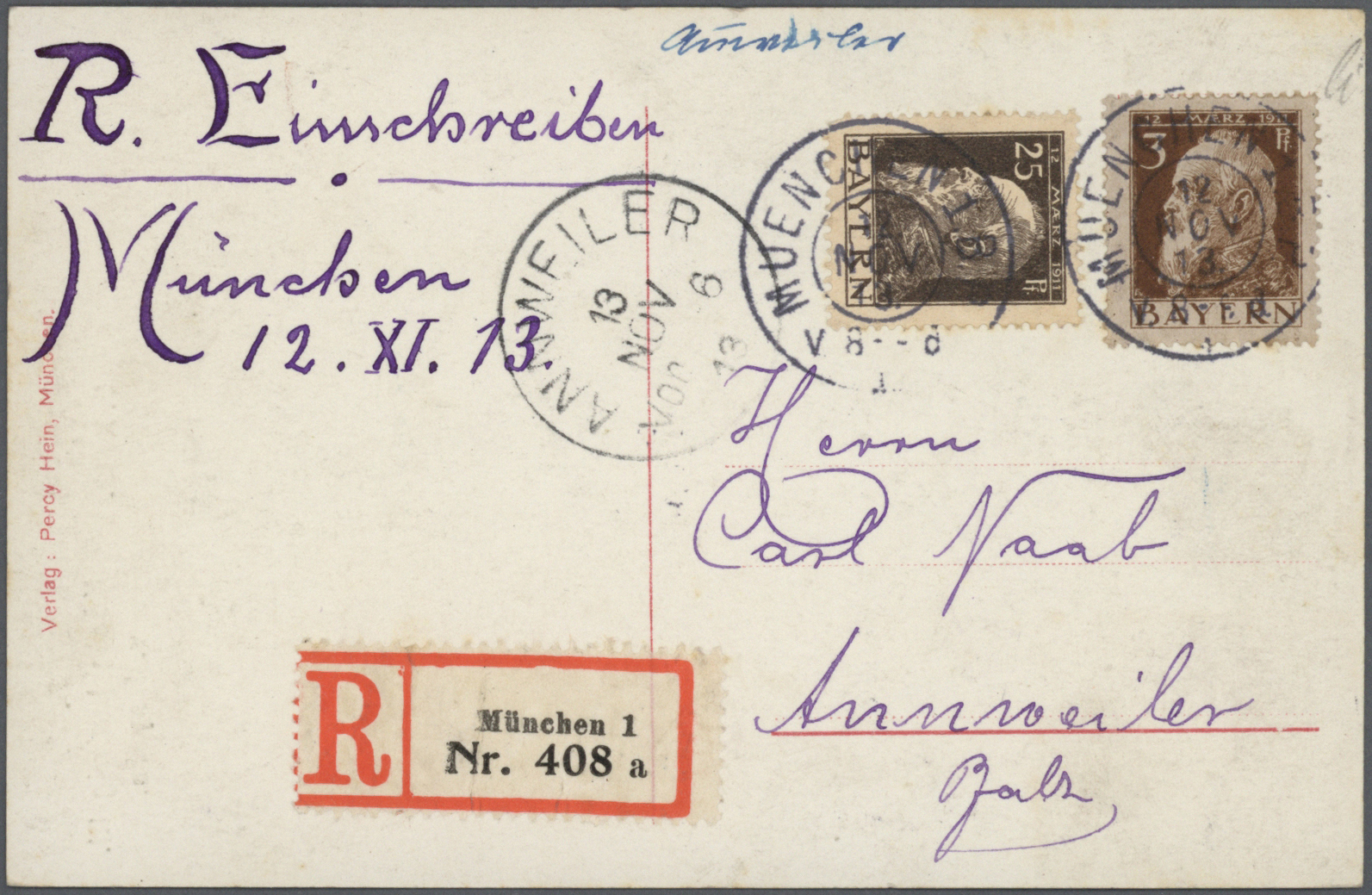 Br Bayern - Marken und Briefe: 1911/1920, vielseitige Partie von ca. 100 Briefen und Karten mit meist F