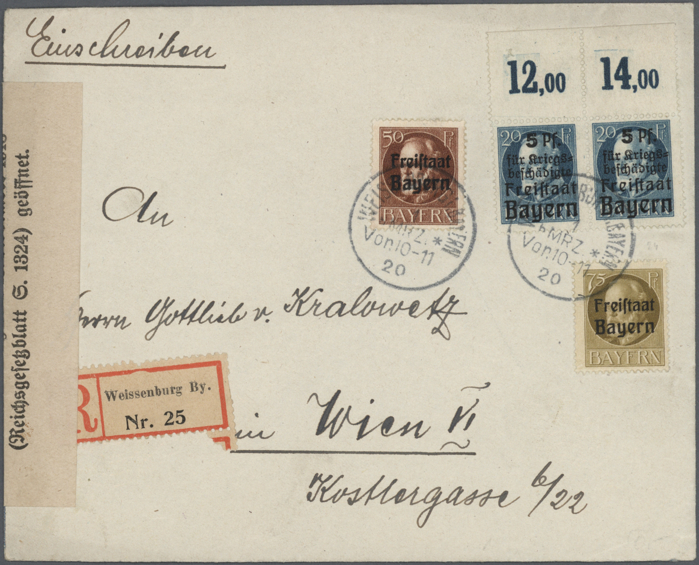 Br Bayern - Marken und Briefe: 1911/1920, vielseitige Partie von ca. 100 Briefen und Karten mit meist F