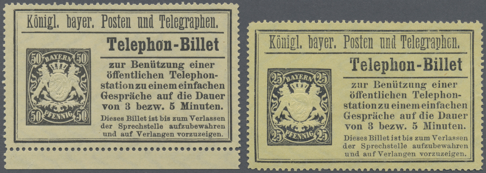 (*) Bayern - Telefon-Billets: 1891/1894, Sammlung Von Ca. 47 Stück Mit U.a. TB13/TB15, TB17/18, TB19/20 - Andere & Zonder Classificatie