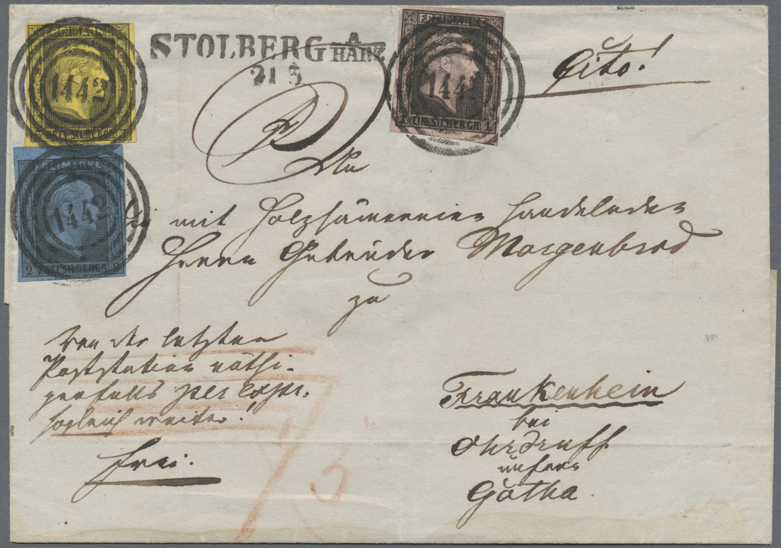 Br/GA Preußen - Marken Und Briefe: 1851/1867, Interessanter Posten Mit 7 Belegen, Beginnend Mit Dreifarben - Andere & Zonder Classificatie