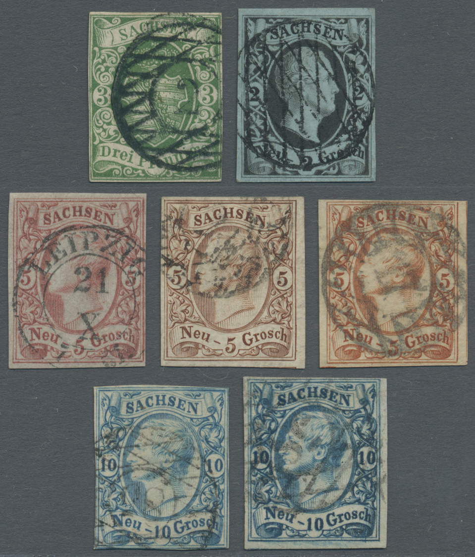 O/Brfst Sachsen - Marken Und Briefe: 1850/1865, Gestempelter Posten Der Markenausgaben, Ab Mi.Nr. 2 Mit Schö - Saxe