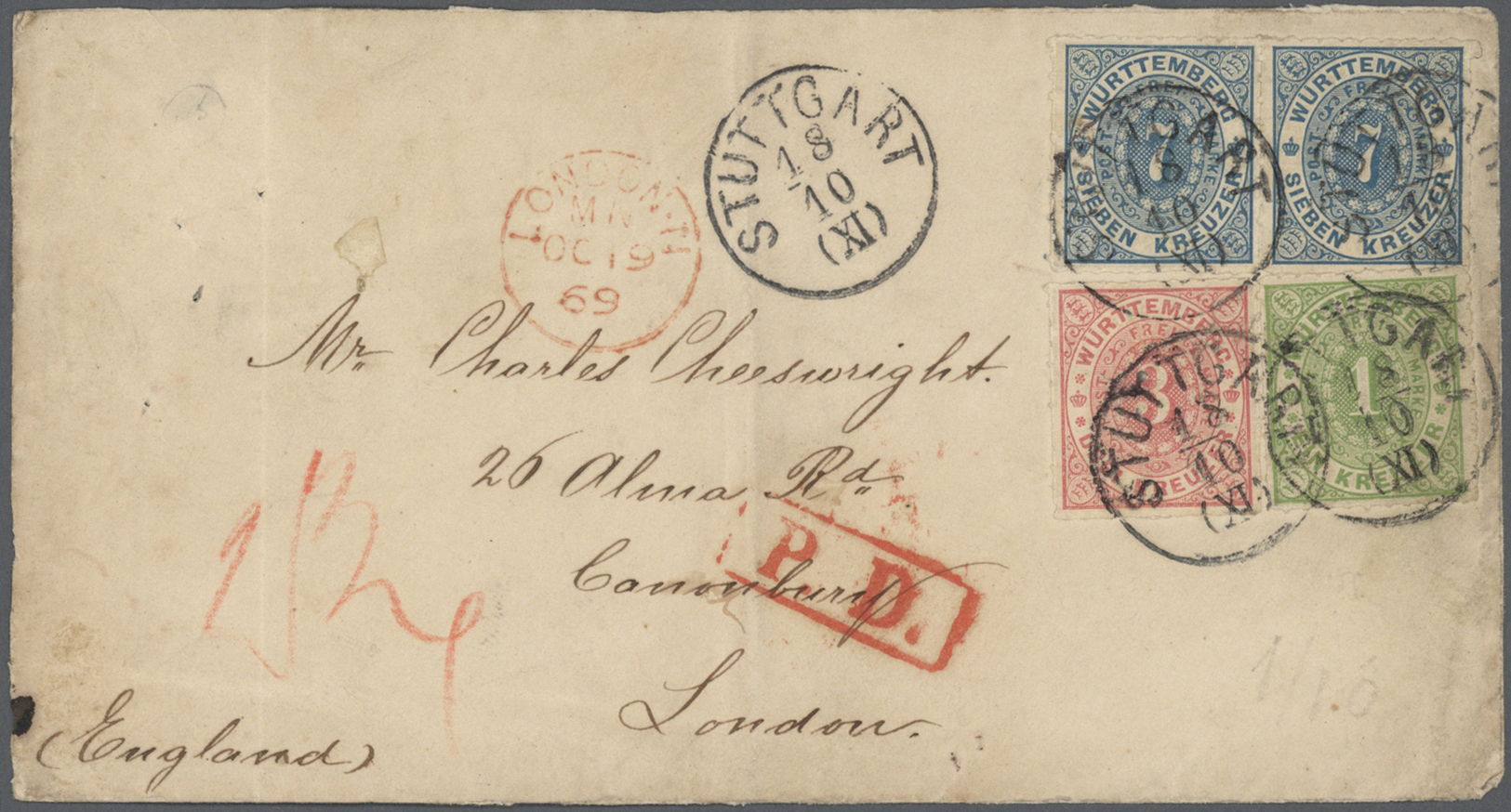 Br/GA Württemberg - Marken und Briefe: 1850/1874, interessante Sammlung von über 400 Belegen der Kreuzerze