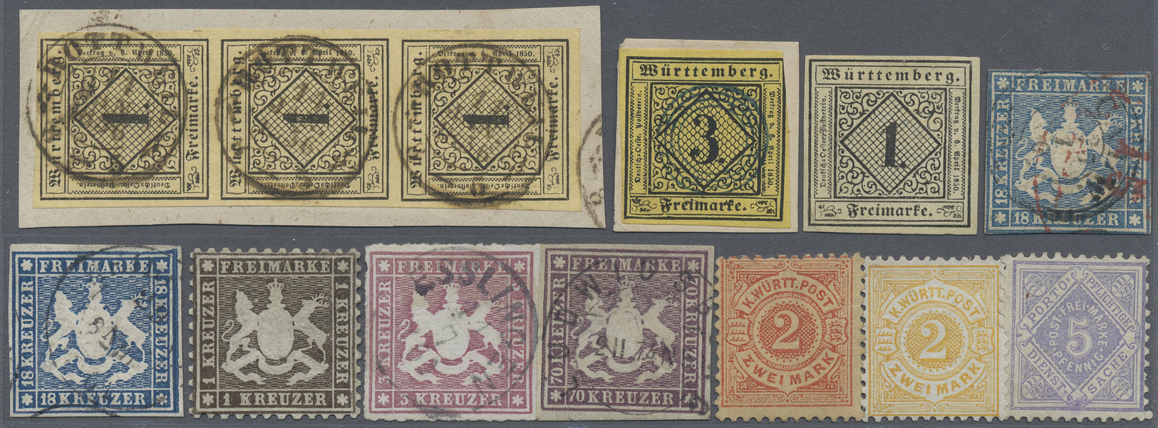 O/*/**/Br Württemberg - Marken Und Briefe: 1851/1920, Umfangreiche Sammlung Gestempelt Und Ungebraucht/postfri - Autres & Non Classés