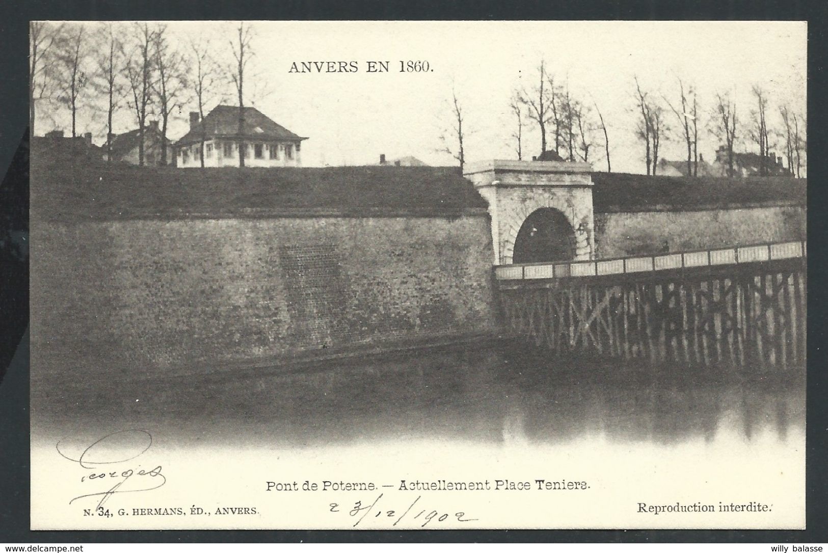 +++ CPA - ANTWERPEN - ANVERS En 1860 - Pont De Poterne - Actuellement Place Teniers  // - Antwerpen
