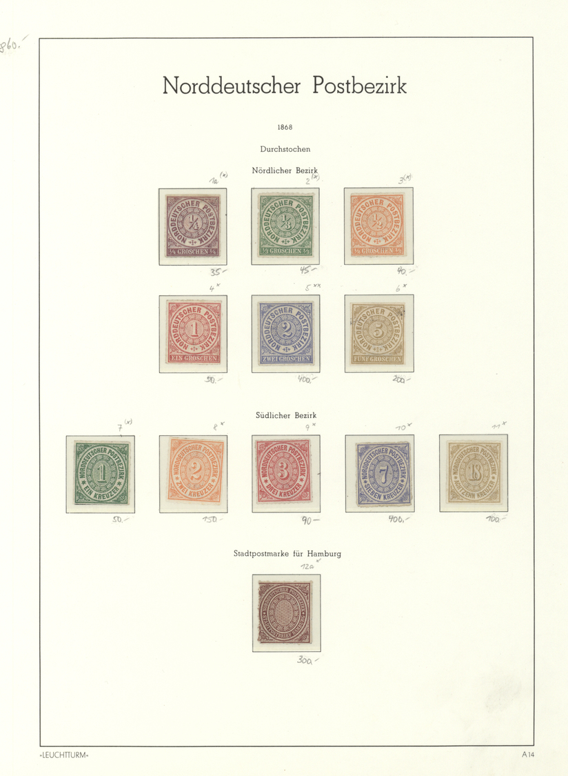 **/*/(*) Norddeutscher Bund - Marken Und Briefe: 1868/71, Komplette Sammlung Mit Porto Und Elsass-Lothringen - Autres & Non Classés