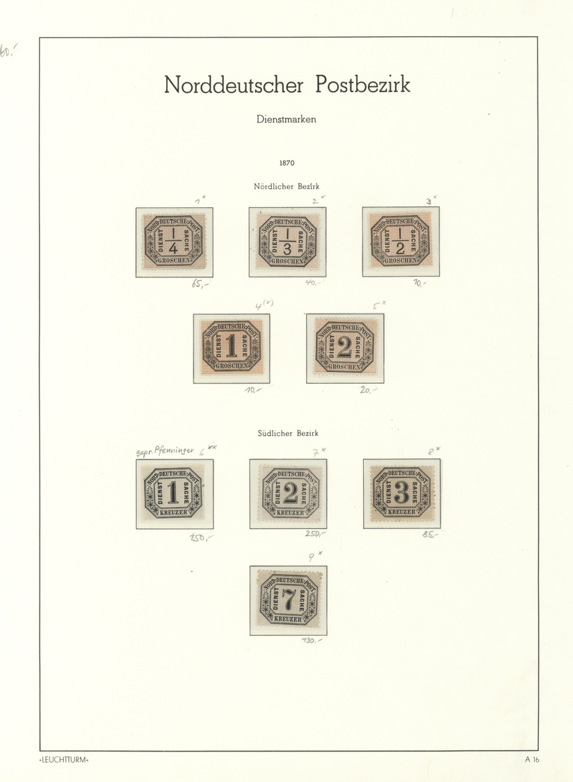 **/*/(*) Norddeutscher Bund - Marken Und Briefe: 1868/71, Komplette Sammlung Mit Porto Und Elsass-Lothringen - Autres & Non Classés