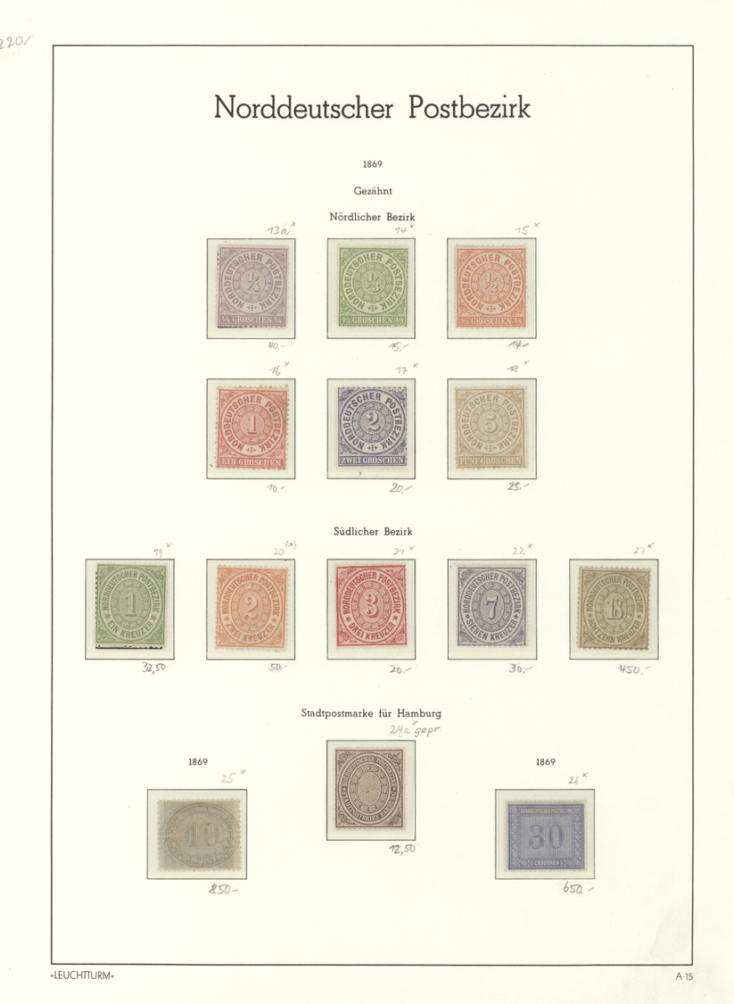 **/*/(*) Norddeutscher Bund - Marken Und Briefe: 1868/71, Komplette Sammlung Mit Porto Und Elsass-Lothringen - Autres & Non Classés