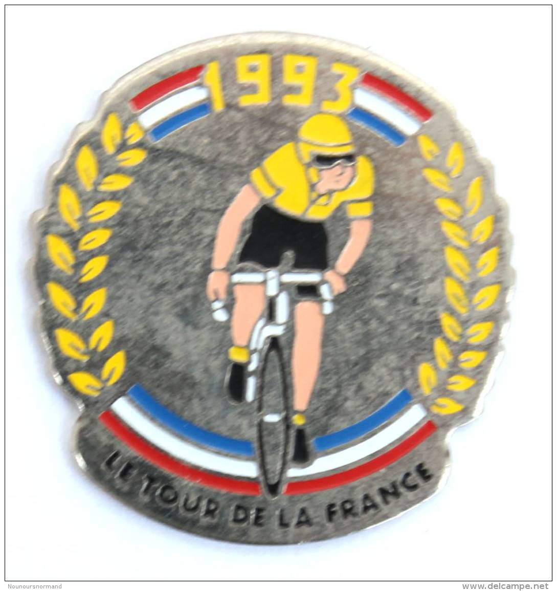 Pin's LE TOUR DE LA FRANCE 1993 - Cycliste Au Maillot Jaune - Rameaux De Lauriers - P!n - G965 - Wielrennen