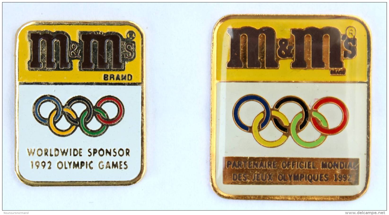 Lot De 2 Pin's M&amp;M'S - Sponsor Officiel Des J.O 1992 - Anneaux Olympiques  - G968 - Lots