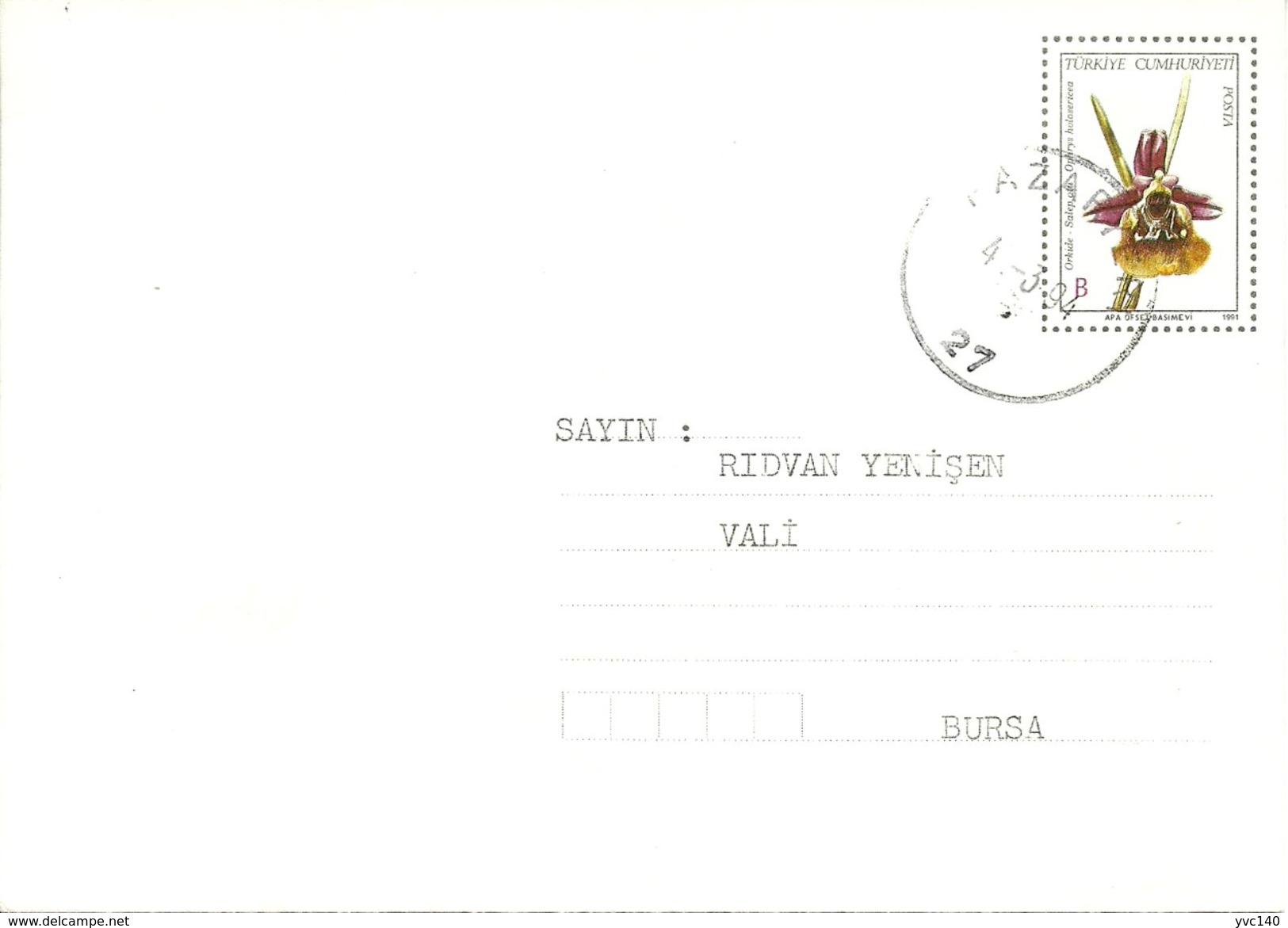 Turkey; 1991 Postal Stationery With The Subject Of Orchid - Ganzsachen