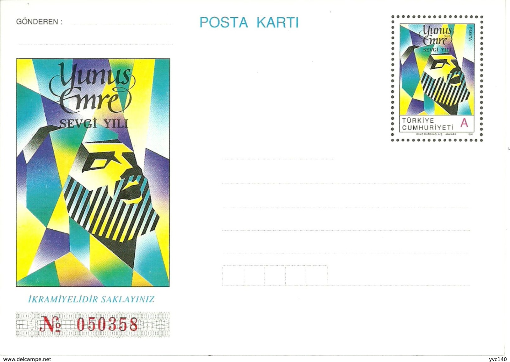 Turkey ; 1991 Postal Stationery - Ganzsachen