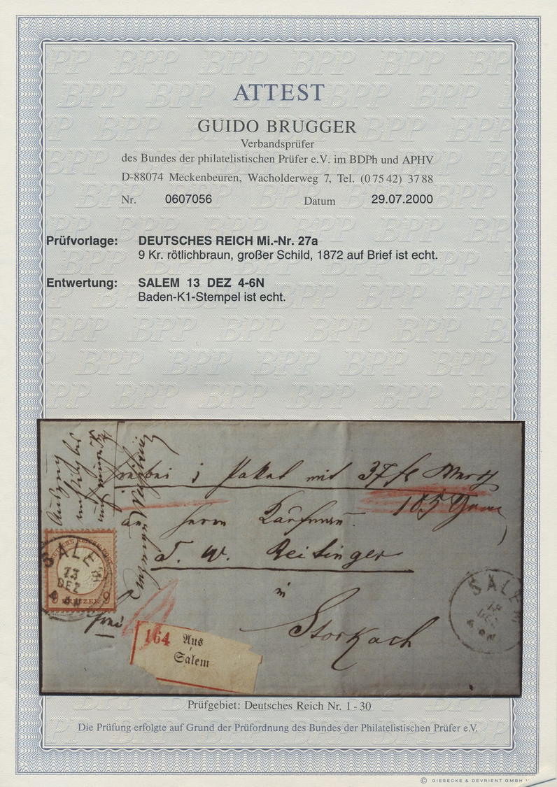 Br/GA Deutsches Reich - Brustschild: 1872, BRUSTSCHILDE-BRIEFRARITÄTEN-SAMMLUNG - Außergewöhnliche Sammlun - Neufs