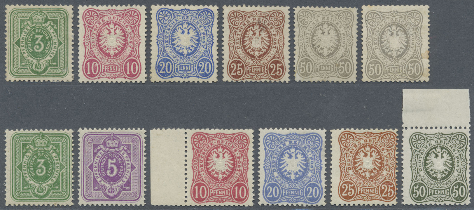 * Deutsches Reich - Pfennige: 1875/1880, Zusammenstellung Der Ausgabe "PFENNIGE" Und "PFENNIG" In Unge - Briefe U. Dokumente