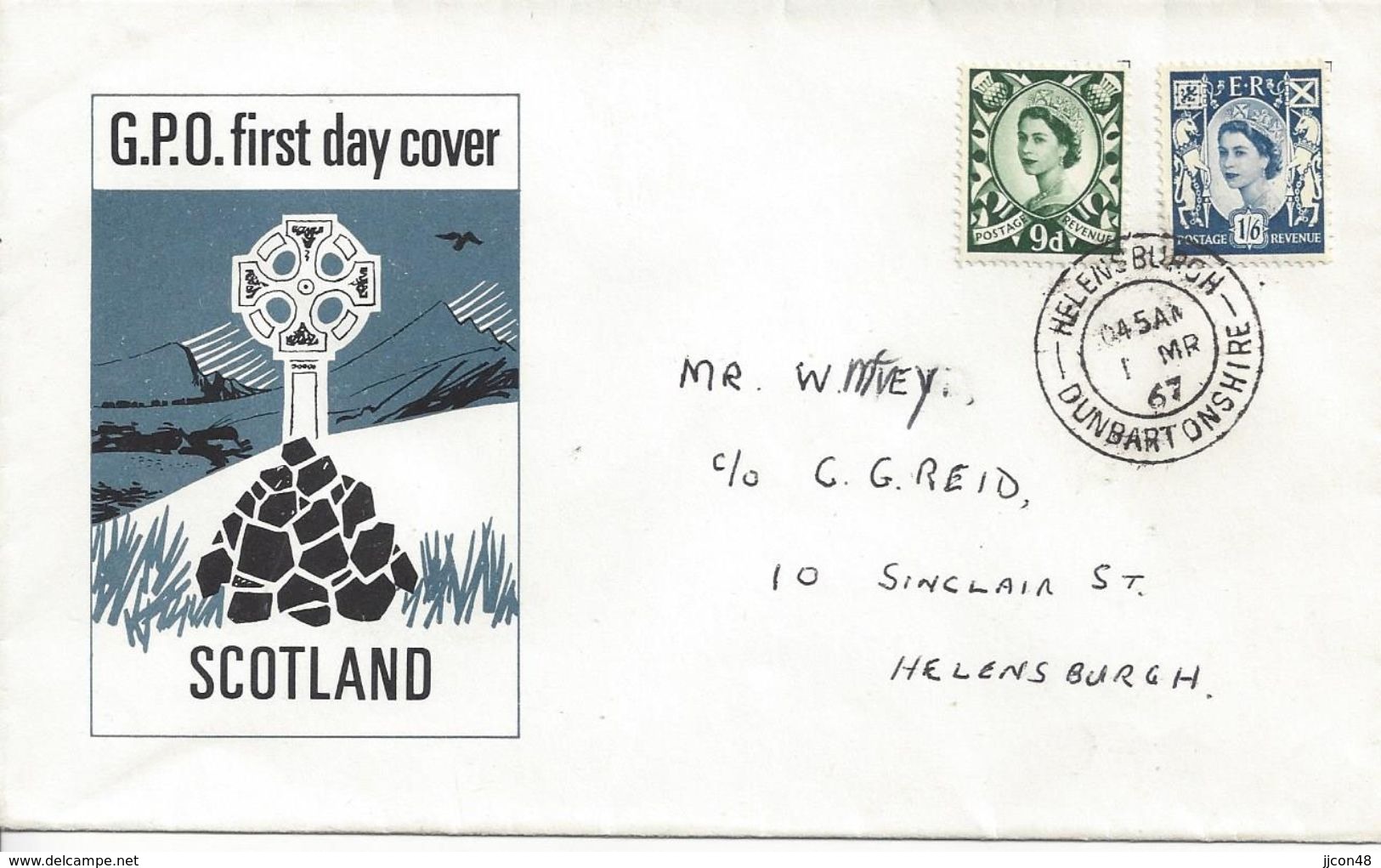 GB-Scotland 1967  9d + 1/6d  FDC Helensburgh 1 NOV 1967 - Scotland