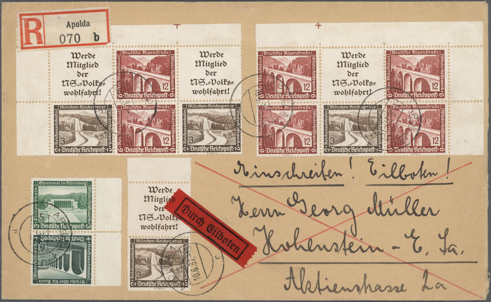 Br Deutsches Reich - Zusammendrucke: 1933/1941, Partie von fast 80 Briefen mit Zusammendruck-Frankature
