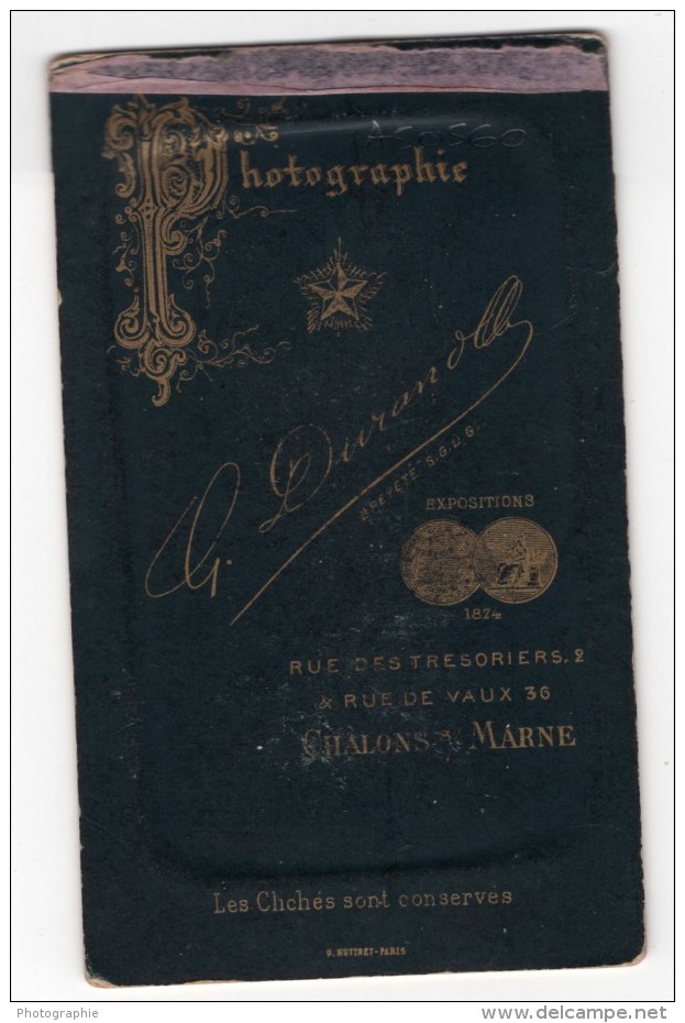 Chalons Sur Marne Homme En Uniforme Militaire Ancienne Photo CDV Durand 1880 - Old (before 1900)