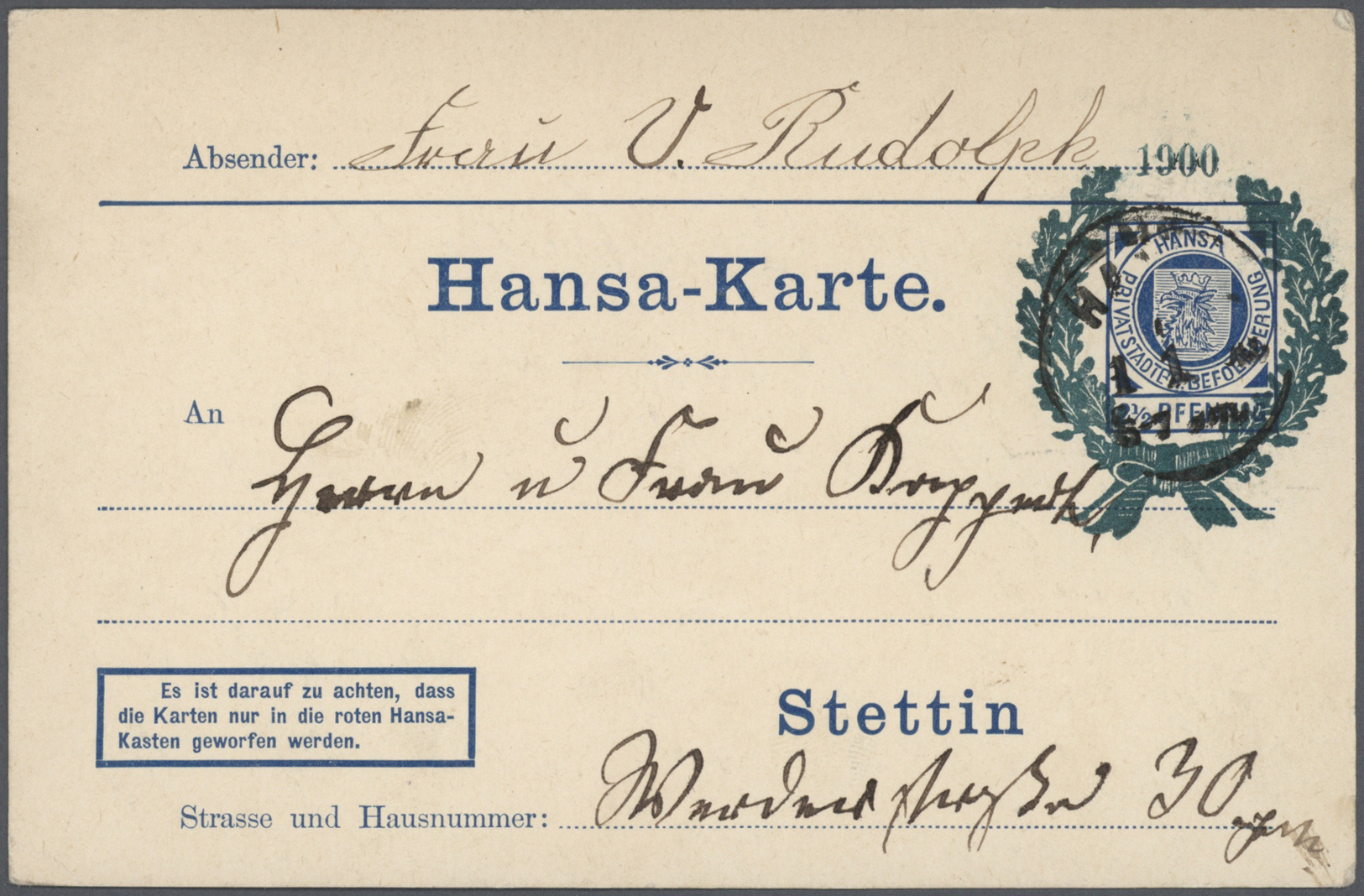 Br/GA Deutsches Reich - Privatpost (Stadtpost): STETTIN: Hochinteressante Sammlung Von Ca. 23 Briefen, Kar - Postes Privées & Locales