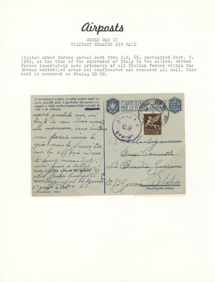 Br/GA Deutsches Reich - Ganzsachen: 1942/45, Military Related Air Mail In WWII, Collection Mounted On Page - Andere & Zonder Classificatie