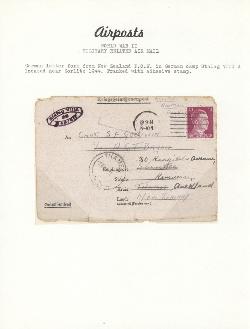 Br/GA Deutsches Reich - Ganzsachen: 1942/45, Military Related Air Mail In WWII, Collection Mounted On Page - Andere & Zonder Classificatie